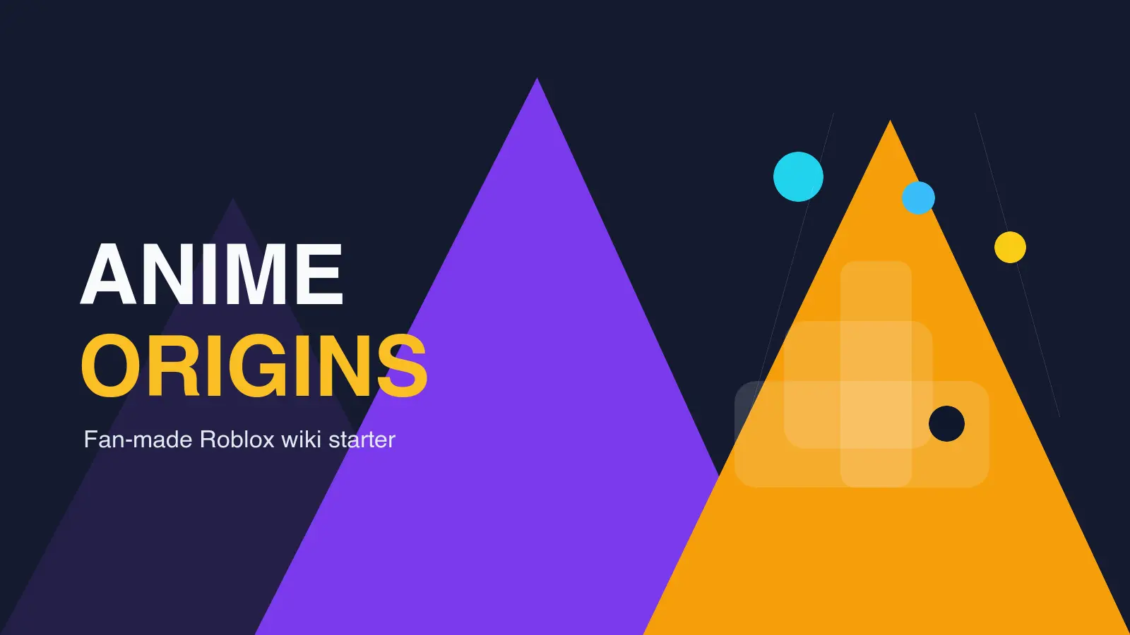 Anime Origins Wiki hero image with anime-style title and abstract Roblox guide layout